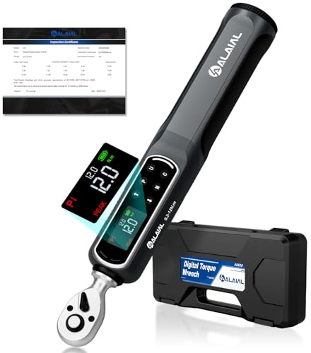ALAIAL Chiave Dinamometrica Digitale, 1/4, 0.2-12 Nm Chiave Dinamometrica Elettronica, Precisione ±2%, Coppia a Doppia Direzione con Vibrazione, Cicalino e Notifica Flash LED per Bici, Moto e Auto