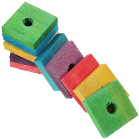 Veemoon 50 Pieces DIY Parrot Wood Chip Mixed Colors Safe Chewing Blocks for Small Birds Cockatiels Parakeets Interactive Bite for Bird Skill Development and Entertainment