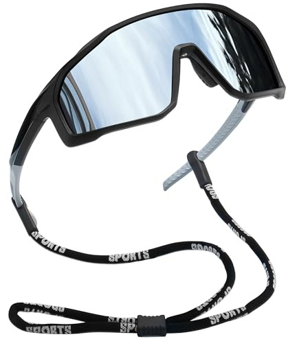 Joopin Gafas Ciclismo Hombre Polarizadas Envolventes Gafas de Sol Deportivas Mujer Protección UV400 Montura TR90 Ligera para Running Bicicleta Montaña Espejo Plateado