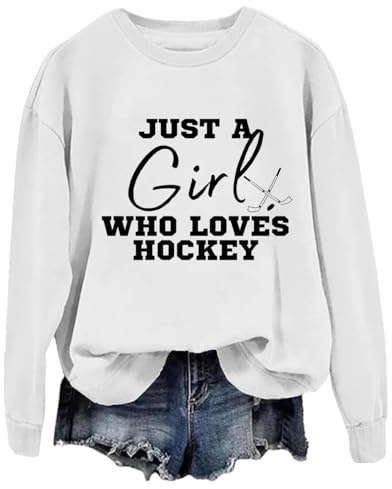 Just A Girl Who Loves hockeytröja roliga ishockeytröjor för kvinnor, Vitt, 3XL