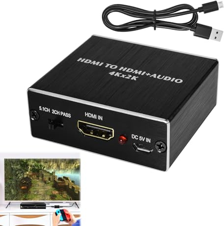 gsgfuis HDM1 Audio Extractor, 4K x 2K HDM1 Audio Adaptador Convertidor, HDM1 a HDM1 Óptico SPDIF Toslink con Salida de 3.5 mm, Adaptador de Audio y Vídeo Splitter Divisor