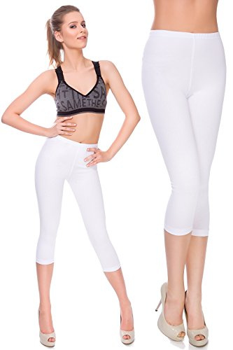 MITAAMI beskurna leggings för kvinnor, 3/4-långa byxor, elastisk midmidja, vardaglig bomull, stretchiga byxor för damer, löpning, gym, fitness, plusstorlek, 8-28 UK
