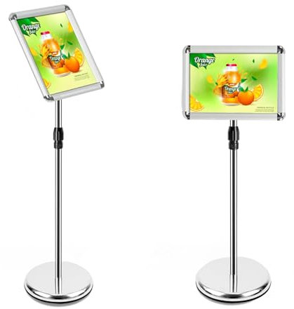 Mutualsign Soporte ajustable para carteles Soporte de pantalla Broche Soporte de anuncio de la muestra para bodas / Show / Display / Anuncio Tamaño de A4 (Plata A4)