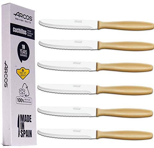 Arcos | Set di coltelli da dessert, 6 pezzi, coltello da dessert e da tavola, lama da 105 mm, acciaio inox martensitico, manico in polipropilene, lavabile in lavastoviglie