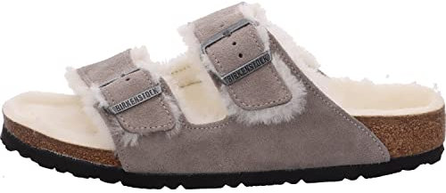 BIRKENSTOCK Damen Pantoletten Sandalen Arizona Shearling Pantolette Veloursleder Gemütlich Puschen uni Arizona warm Lammfell