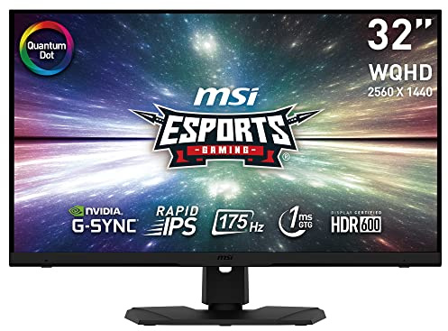 MSI Optix MPG321QRF-QD 32 Inch WQHD Gaming Monitor - 2560 x 1440 Rapid IPS Quantum Dot Panel, 175 Hz / 1ms GtG, G-SYNC Compatible, 95% DCI-P3 Colour Gamut, DisplayHDR 600 - DP 1.4a, USB Type-C