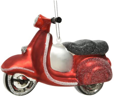 Decoris Christbaumschmuck Glas Scooter 11.5cm Motorroller Weihnachtskugeln rot