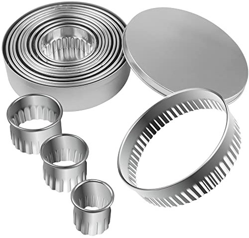 Mini Set Di Tagliabiscotti Tondi Scanalati 12 Pezzi Tagliapasta In Acciaio Inox Tagliabiscotti A Cerchio Tagliapasta Ad Anello Per Pasticceria Ciambella Fondente Mousse Cottura Torta Fai Da Te