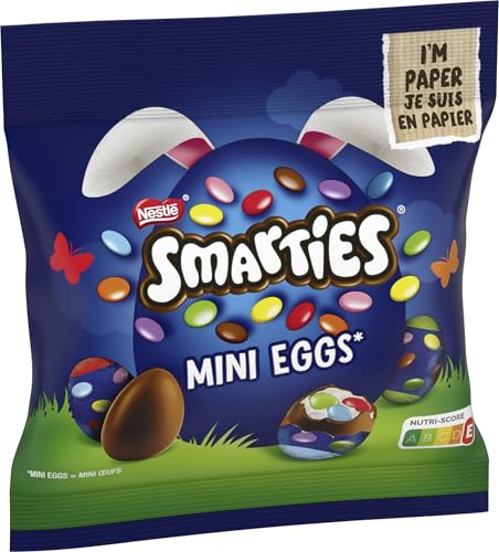 Nestlé SMARTIES Mini Eggs, petits œufs de Pâques en chocolat au lait avec garniture crémeuse et mini lentilles chocolatées SMARTIES colorées, 1er Pack (1 x 81g)