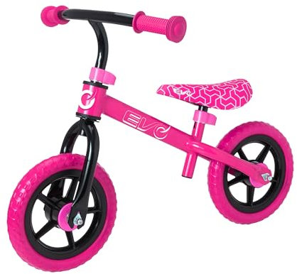 HTI EVO Childrens Balance Bike | Toddlers Training With Adjustable Seat Height Lightweight Kids' Bike, Walking Toddler Bicycle For Boys And Girls 2+, Black & Pink