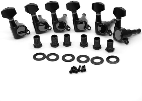 harpfeas 6 Pieces 6R Guitar tuner pegs,small Square Sealed guitar tuning pegs tuners machine heads,for Acoustic or Electric Guitar (Black)
