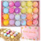 24pcs Bombe da Bagno Set Regalo, Oli Essenziali Biologici Naturali Vegani, Incartato Singolarmente Regali di Bellezza Spa Bomba per Ragazza Bambini Moglie Compleanno San Valentino Festa della Mamma