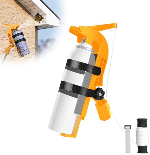 Spray Can Extension Pole Adapter - Spary Can Holder, Spray Bottle Holer, Adjustable Angle Spray Extender, Universal Thread-ed Tip, Fit for Aerosol Can/Wasps/Hornet/Bee/Tree/Window Spray, Yellow