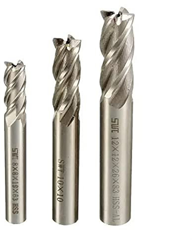 Straight Router Bits 3pcs HSS Straight Shank End Mill Cutter 4 Flute End Mill Cutter 8/10/12mm CNC Tool Straight Bit