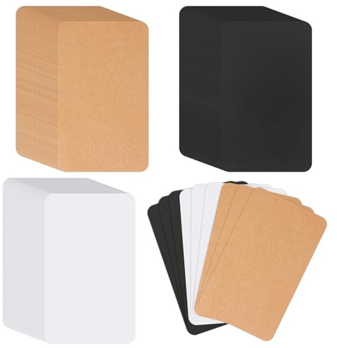 GTNCE 300 Tarjetas de Papel Kraft para Personalizar, DIY e Invitaciones - en Blanco para Escribir Notas (Marrón/Blanco/Negro)