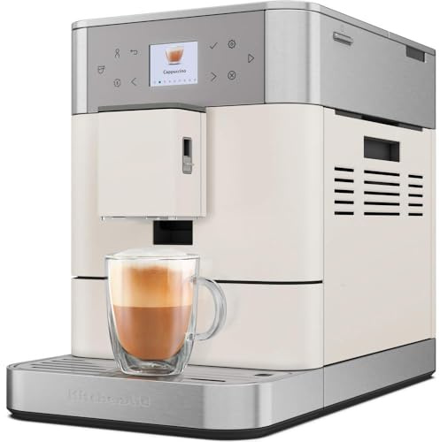 KitchenAid Kaffeevollautomat Maschine I KF6 I Heißgetränke von Espresso bis Cappuccino I mit 15 voreingestellten Getränken, automatischem Aufschäumen und Erwärmen von Milch (Weiss)