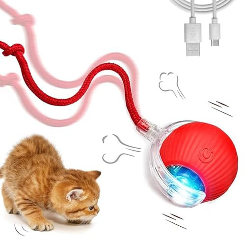 Katzenspielzeug, Geräuscharmes Katzenspielzeug Selbstbeschäftigung, Interaktives Katzen Mit USB, Selbstläufiges Katzenballspielzeug mit Hindernisvermeidung, Mit 3 Spielmodi Katzen Spielball