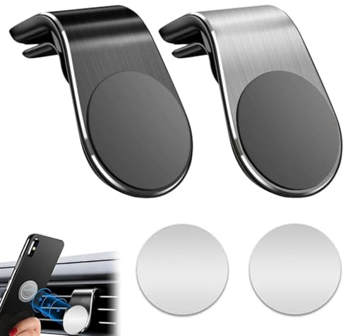 2 soportes compatibles con Ooono No2/No1, soporte magnético para coche para rejilla de ventilación, soporte de velocímetro con clip, compatible con vehículos de advertencia de radares (negro, plata)