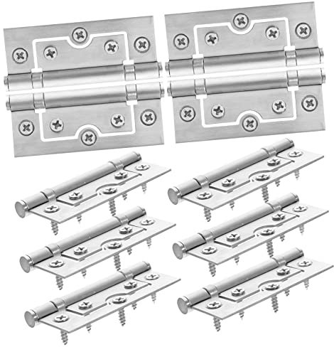 NUOBESTY 6 Bisagras Sin Embutir Para Puertas Plegables Acero Inoxidable 8x3.3cm Diseño Práctico Alta Resistencia Adecuado Para Gabinetes y Muebles 3 Pulgadas