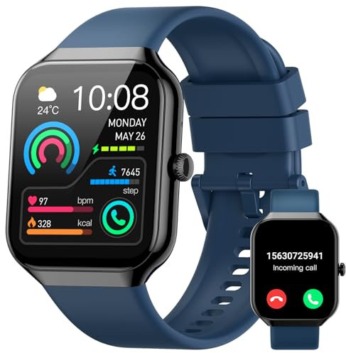Smart Watch for Men Women Answer/Make Calls, 1.96 Fitness Watch Step Counter Heart Rate Sleep Monitor, Fitness Tracker 113+ Sports Activity Trackers IP68 Waterproof Smartwatches for Android IOS Blue