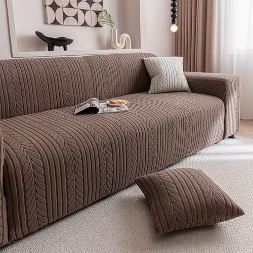 TLMQYXZE Housse De Canape Jacquard 2/3/4/5 Places, Housse Canape Extensible avec Accoudoirs, Universelle Sofa Cover Antidérapante, Protection Couvre Canapé Anti Poils Animaux, Lavable(D,90CM-140CM)