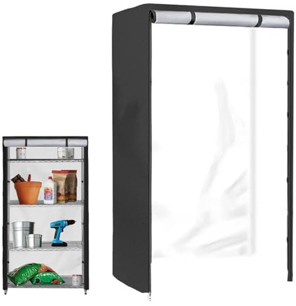 Yuemeuy Copriscaffale a Griglia - Copertura Scaffalature Per Archiviazioni - Copriprotezione Antipolvere con Zip per Garage Terrazzo Cantina Cucina Interno