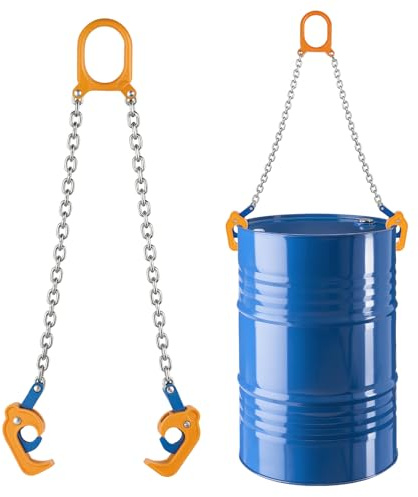 VEVOR Chain Drum Lifter, G80 Drum Lifting Chain Sling with Thickened Security Hook, 2000LBS Capacity, 1.6ft Long Sturdy Drums Handling Equipment, Carbon Steel Barrel Lifter for Plastic & Metal Drums