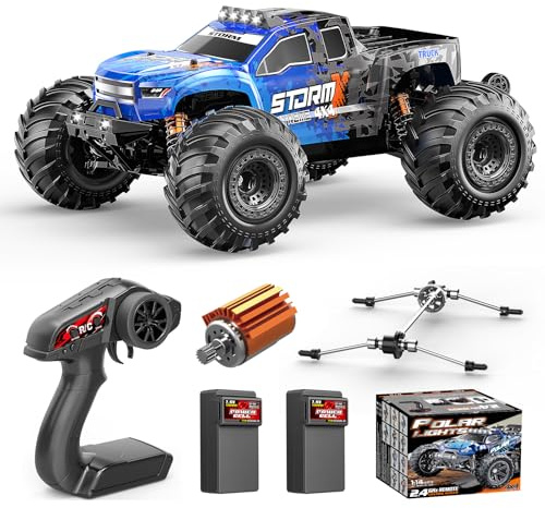 Ferngesteuertes auto erwachsene &Jungen 1:14 All Terrain Offroad Monstertruck, 4WD RC Auto 40 km/h, Wasserdichtes RC Fahrzeug mit 2×1300mAh Akkus, Metall-Stoßdämpfer, 6 LED Scheinwerfer, RTR RC Truck