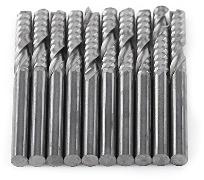 Fafeicy Fresas de Carburo de Tungsteno, Brocas de Corte CNC de Flauta única de 1/8 Pulgadas para Madera, Acrílico, PVC, MDF, Acabado de Borde Liso, Juego de 10 Uds.