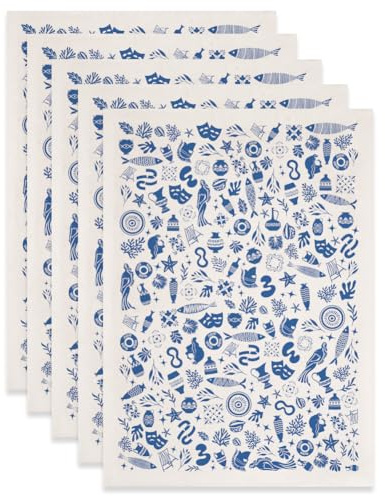 SUPERDANT 5 hojas de transferencia bajo esmalte, 52 x 37 cm, gran papel calcomanía cerámica, transferencia de agua, motivos marinos, peces, delfines hipocampos para tazas, jarrones, platos ajustable
