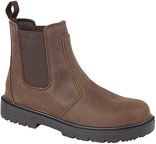 Grafters Safety Dealer Boot Safety Toe Cap & Steel Midsole Ankle Boots - Brown, Mens UK 8/EU 42