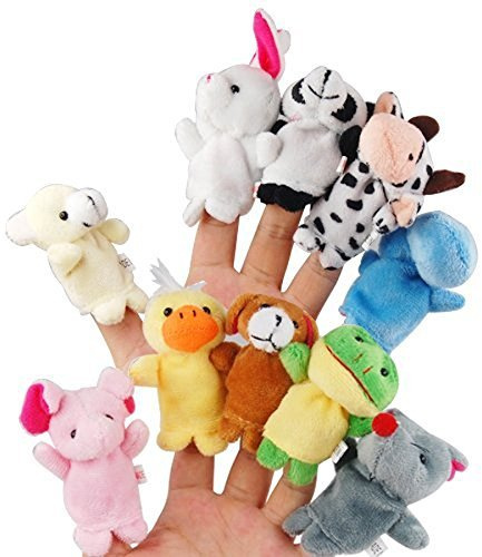 Xrten Ensemble de 10 Marionnettes à Doigt, Puppets Animaux de Peluche pour Enfants Bébé