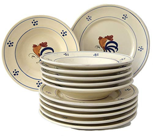 Colì Servizio Piatti Colorati per 12 Persone con Disegno Gallo