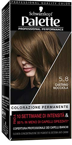 Schwarzkopf, Palette Colorazione Permanente, Tinta per Capelli, Crema Colorante Professionale, Copertura dei Capelli Bianchi, Sistema Anti-danni, Tonalità 5-8 Castano Nocciola