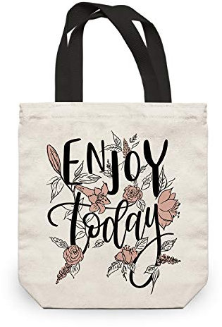 NymphFable Einkaufstasche Baumwolle Buchstaben Blumen Einkaufstaschen Groß Wiederverwendbare Einkaufstüte Waschbare