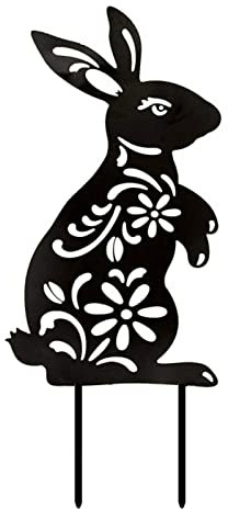 Stronrive Pascua para Cartel jardín,Cartel y estacas Hilo Conejito Pascua | Decoraciones césped Pascua Letreros jardín Conejito Huecos