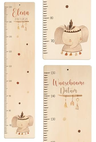 KIDSMOOD - Messlatte für Kinderzimmer Personalisiert, 70-140 cm - Messlatte Kinder Holz personalisiert Mit Namen für Baby- & Kleinkinderzimmer - Individuelles Geschenk für Kinder und Babys zum Geburt
