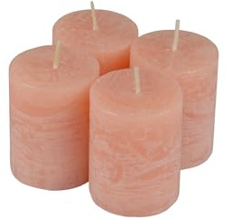 Homéa, Set mit 4 Stumpenkerzen, D4 x H5 cm, rustikal, Farbe Rosa