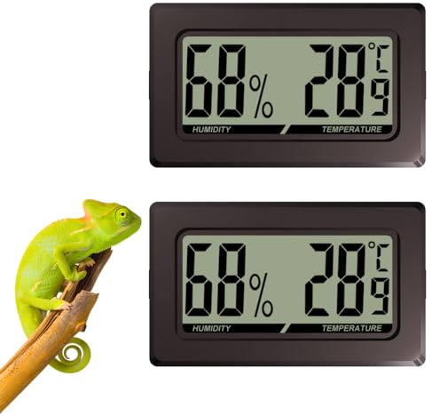2 st/3 st digital termometer hygrometer för reptil terrarium, rektangulär form med tryckknappar på sidan för terrarium, reptiler terrarier