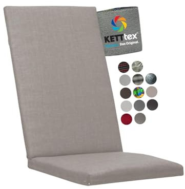 KETTtex Comfort Auflage Hochlehner Taupe I Gartenstuhl Polster 120x50x4 I KTH2 Sitzauflage weich & robust I Stuhlauflage UV-beständig I wasserabweisendes Sitzkissen I Dessin 8866
