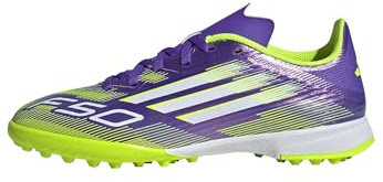 adidas F50 League Turf Football Boots Kids, Purple Rush/Cloud White/Lucid Lemon, 4 UK Child