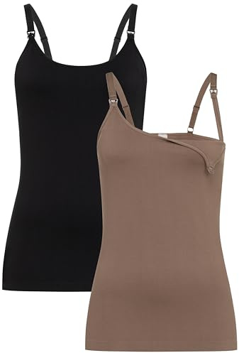 Herzmutter Tops d'allaitement Seamless - Lot de 2 - Camisole d’Allaitement - Fermetures Pratiques par Clips - sous-Maillots de Corps pour l'allaitement - Allaitement - 5320