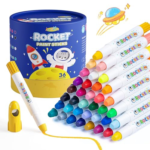 JUPITEARTH Bâtons de peinture Tempera lavables pour enfants, non toxiques et à séchage rapide - 36 couleurs