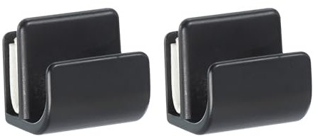 PATIKIL 15/16 Glass Door Pull Handle, Stainless Steel 2Pcs No Drilling Door Clips Pulls Handles Knobs with Screw for 3-5mm Shower Glass Cabinet Drawer Display Showcase, Black