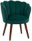 HOMCOM Fauteuil Coquillage Fauteuil de Salon Chambre avec Dossier et Coussin Aspect Velours Pieds en Bois hévéa dim. 66L x 66l x 78,5H cm, Vert