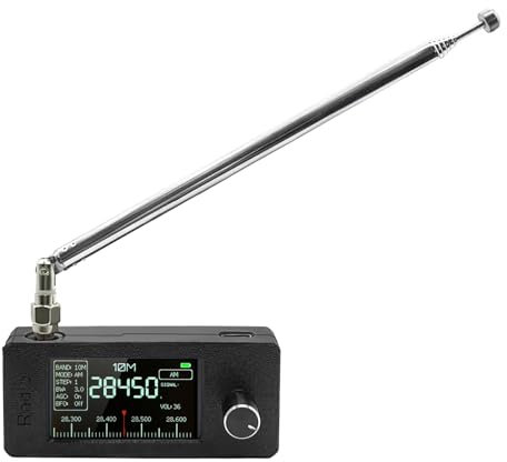 Cloudpower SI4732 Mini Radio, 0.5-108 MHz Pocket Radio Receiver with 1.9 IPS Screen Portable Shortwave Radio Receiver, AM FM LSB USB, 800 MAh Battery(Black-Telescopic Antenna)
