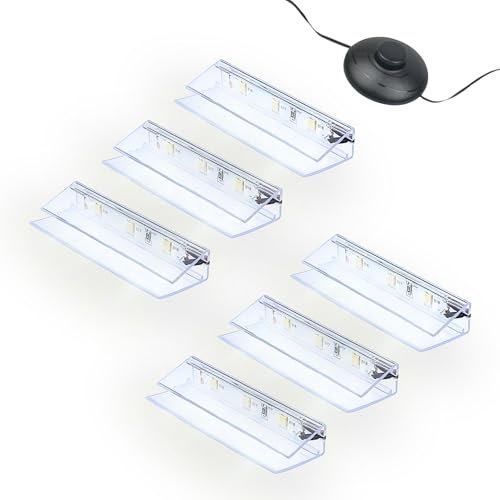 kalb | LED Glaskantenbeleuchtung Ambilux Clip transparent 3000K 5000K 1-10 Sets für Glasböden 4-10mm Fußschalter Glasbodenbeleuchtung erweiterbar um Dimmer/Controller Plug & Play (kaltweiß, 6er Set)