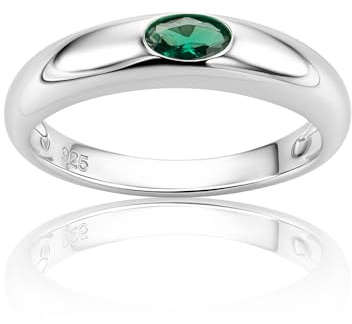 OROVI Anello Donna Argento 925, Anello Solitario di Fidanzamento con Smeraldo, Fede Elegante in Argento Sterling, Gioielli Donna Anallergici, Confezionato in Scatola Portagioie Regalo