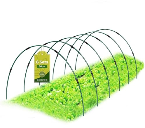 30Pcs Garden Hoops for Raised Beds, 6 Sets of 8.5 FT Long Garden Hoops, Rust-Free Fiberglass Greenhouse Hoops Grow Tunnel for Netting, DIY Plant Support Garden Stakes for Row Cover