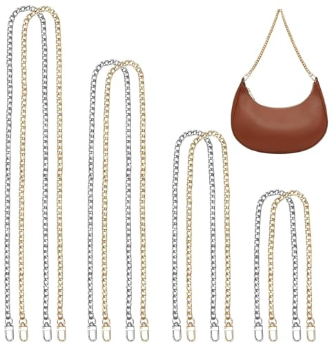 GIUSOBG 8 st fickkedja bärrem kedja axelrem 120/80/60/40 cm | Fickkedja guld silver crossbody tote kedja metall fickkedja, för reservkedja fickförlängningskedjor